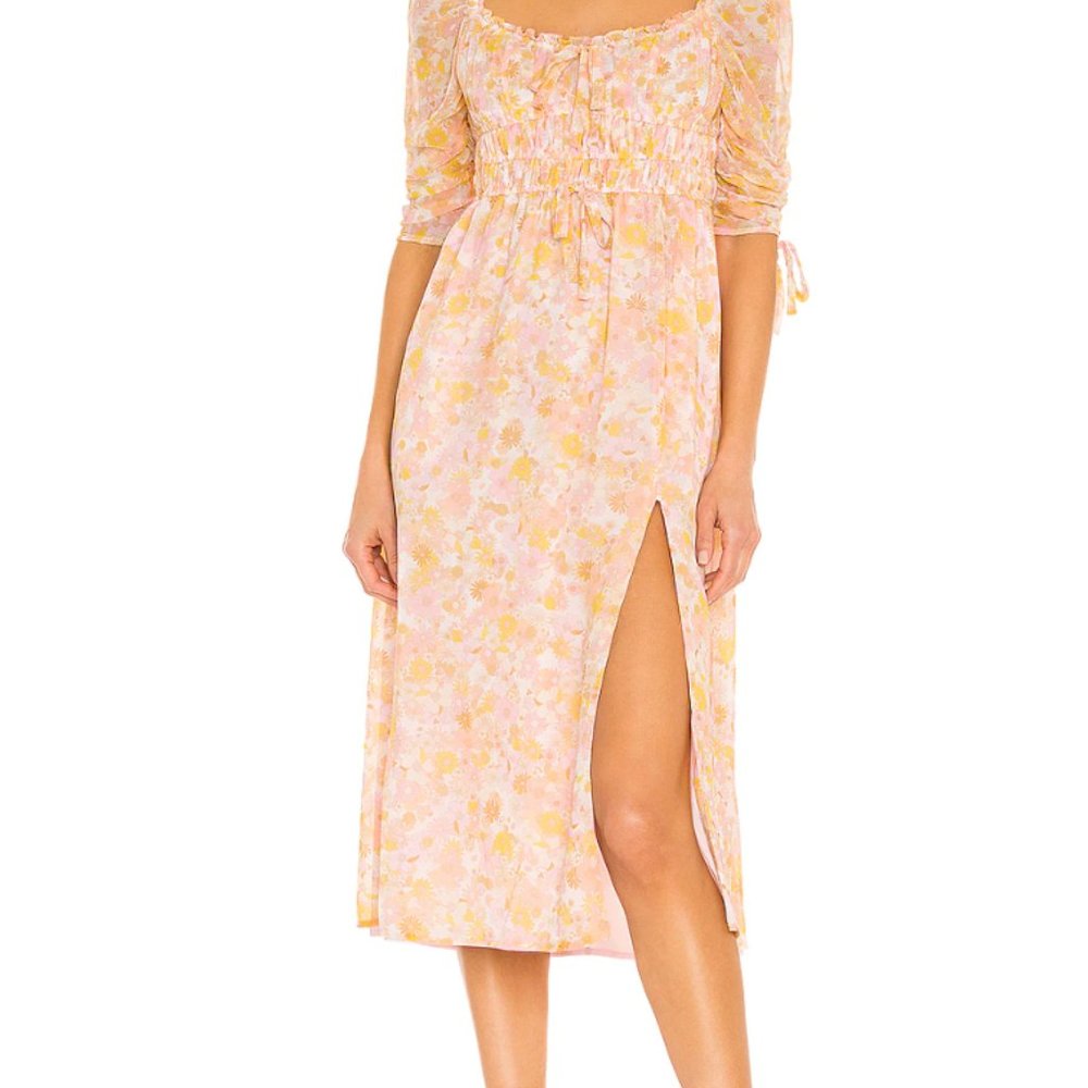 For Love & Lemons Eden Midi Dress in Pink